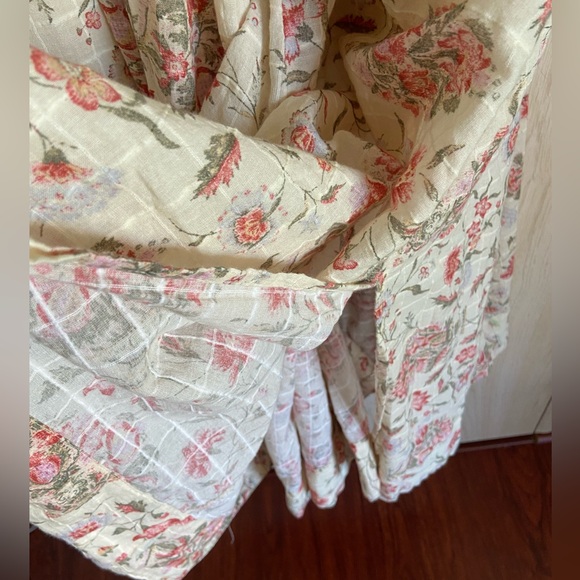 Free People Printed Oasis Shirred Smocked Square Neck Midi Dress Large - Picture 11 of 16